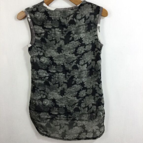 CAbi Tango Floral Drape Neck Mixed Media Tank Top Gray Black White Size XS - Picture 5 of 8